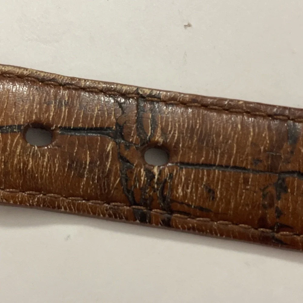 WORN Onyx Brighton Leather Belt Mens Sz 40 Brown #12506‎ Croc Alligator Embossed
